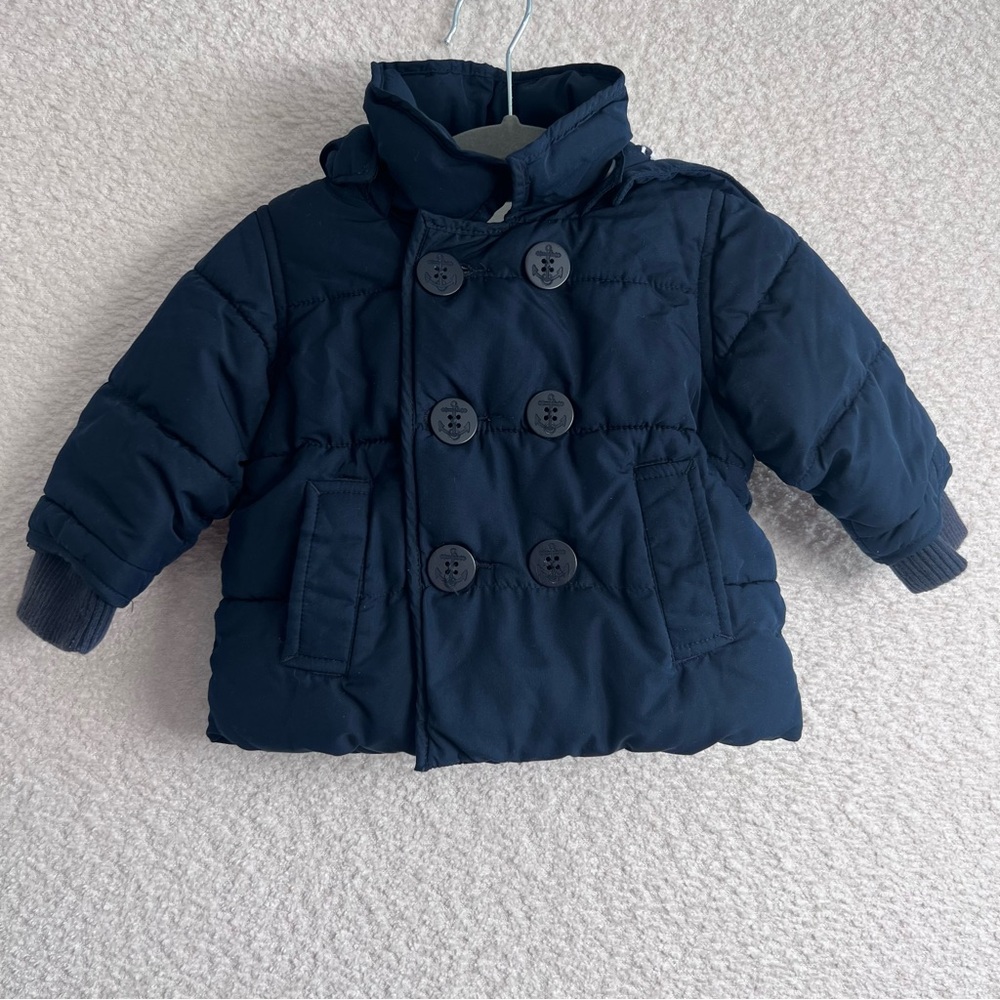 GAP Baby Blue Peacoatโ Puffer ColdControl With Hood Size 0-6 Months